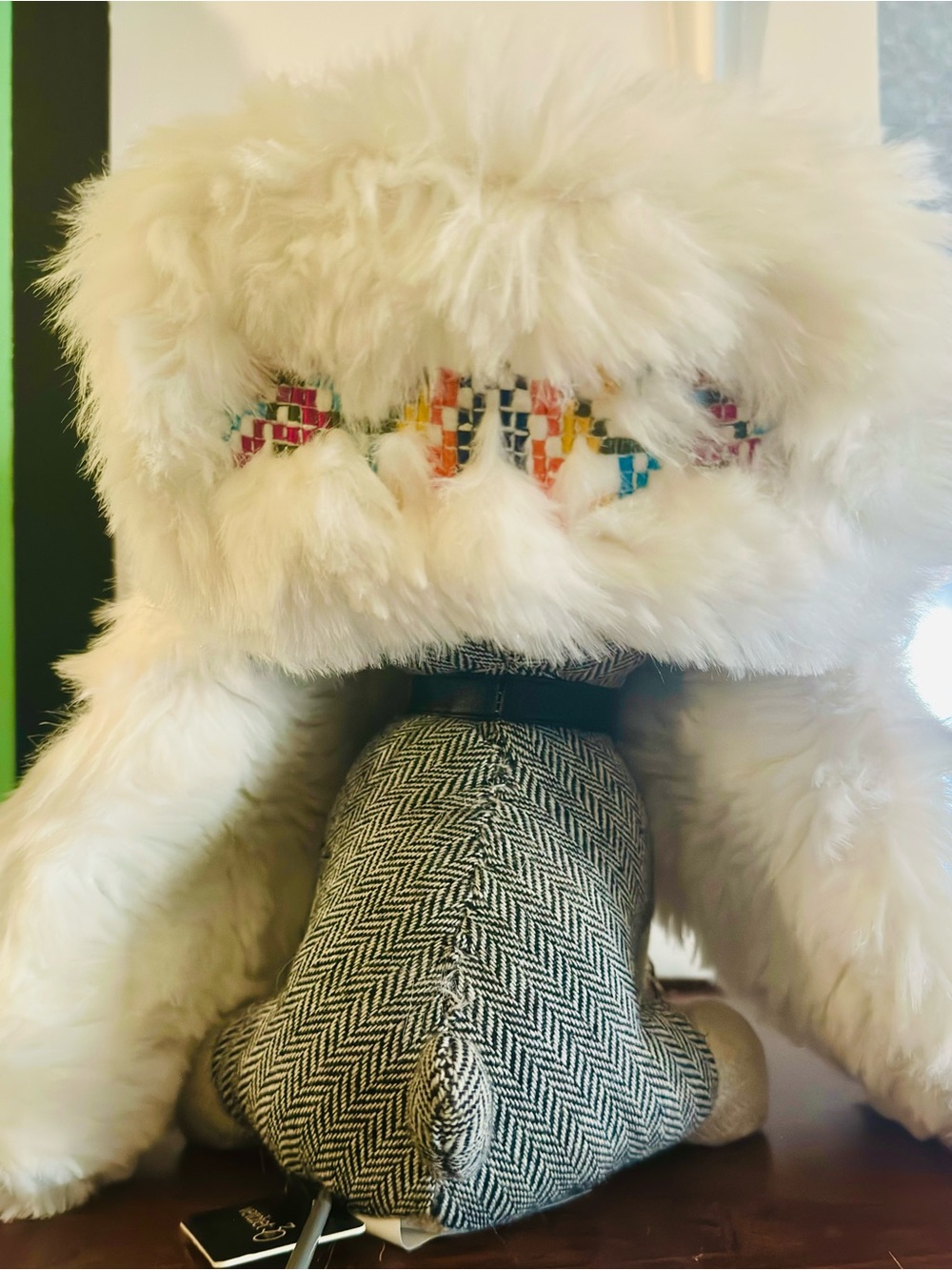 Barts White Faux Fur Trap Hat with Colorful Woven Trim